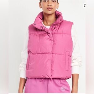 Old Navy Winter Fall Gorpcore Barbiecore Pink Puffer Vest Jacket NWT XL